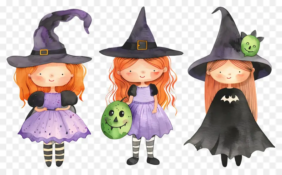 Anak Anak Halloween，Penyihir Berwarna Warni PNG