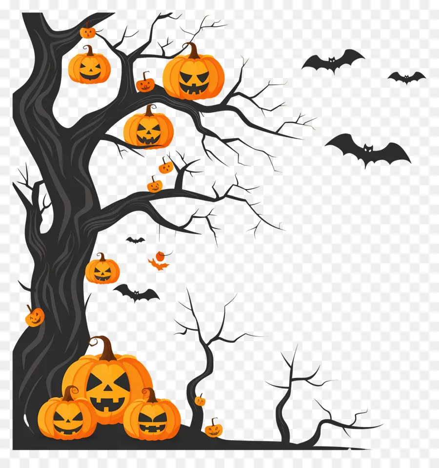 Pohon Halloween，Labu Halloween PNG