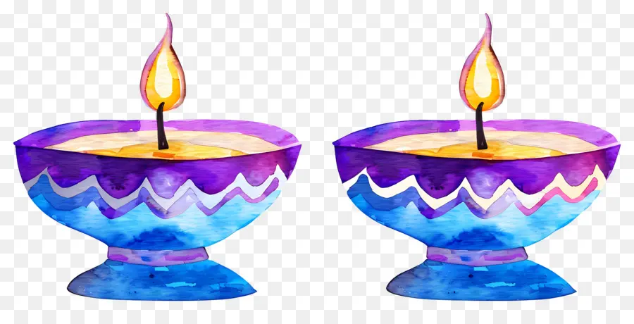 Diwali Diya，Lampu Minyak Berwarna Warni PNG