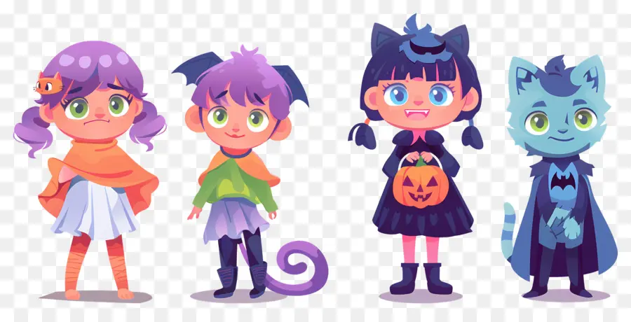 Anak Anak Halloween，Karakter Halloween Berwarna Warni PNG