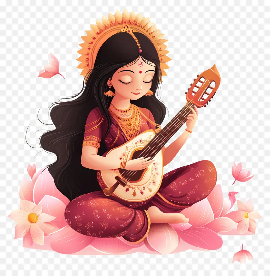 Saraswati，Wanita Bermain Gitar PNG