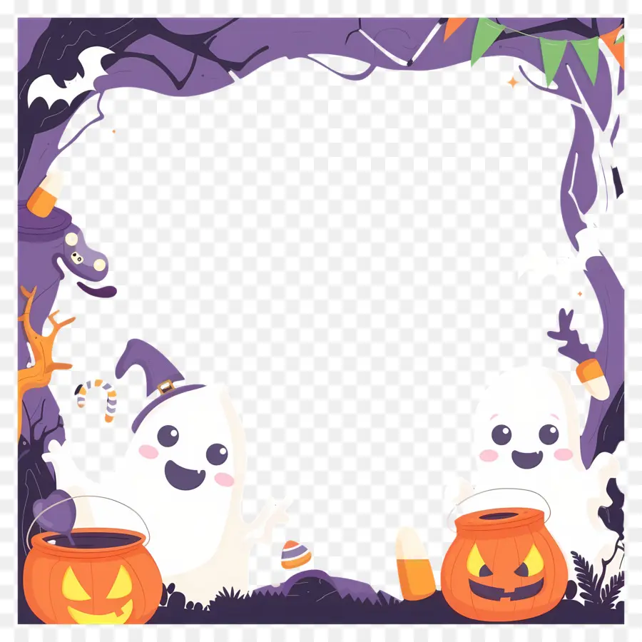 Bingkai Halloween，Bingkai Hantu Halloween PNG