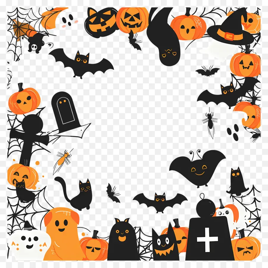 Bingkai Halloween，Labu PNG