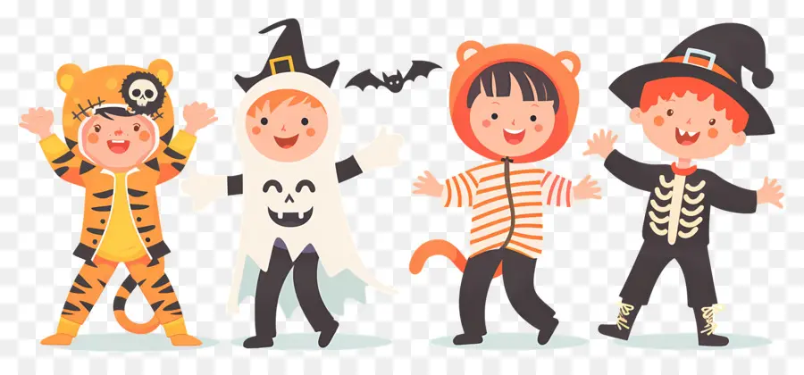 Anak Anak Halloween，Anak Anak Dengan Kostum Halloween PNG