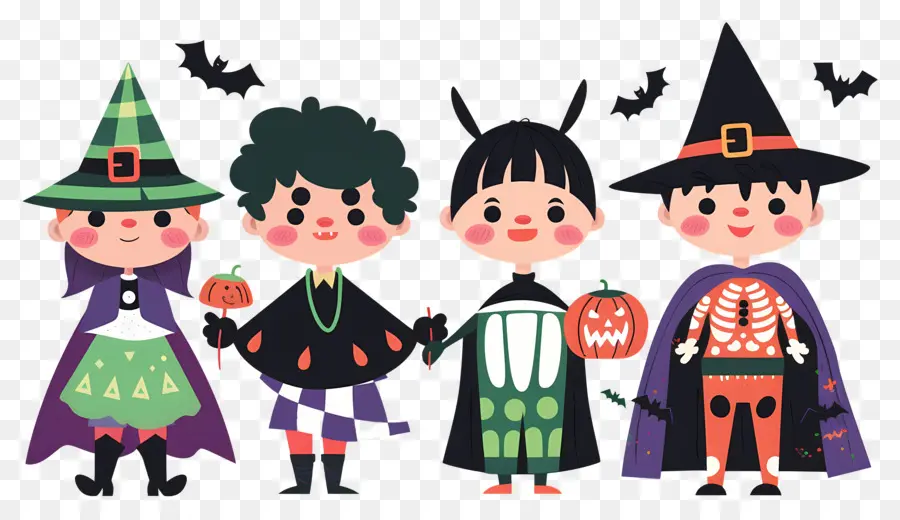 Anak Anak Halloween，Anak Anak Dengan Kostum Halloween PNG