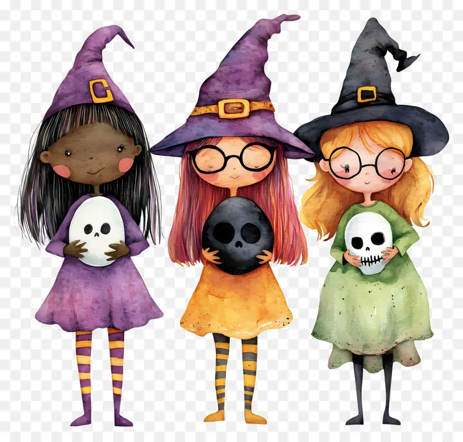 Anak Anak Halloween，Penyihir Berwarna Warni PNG