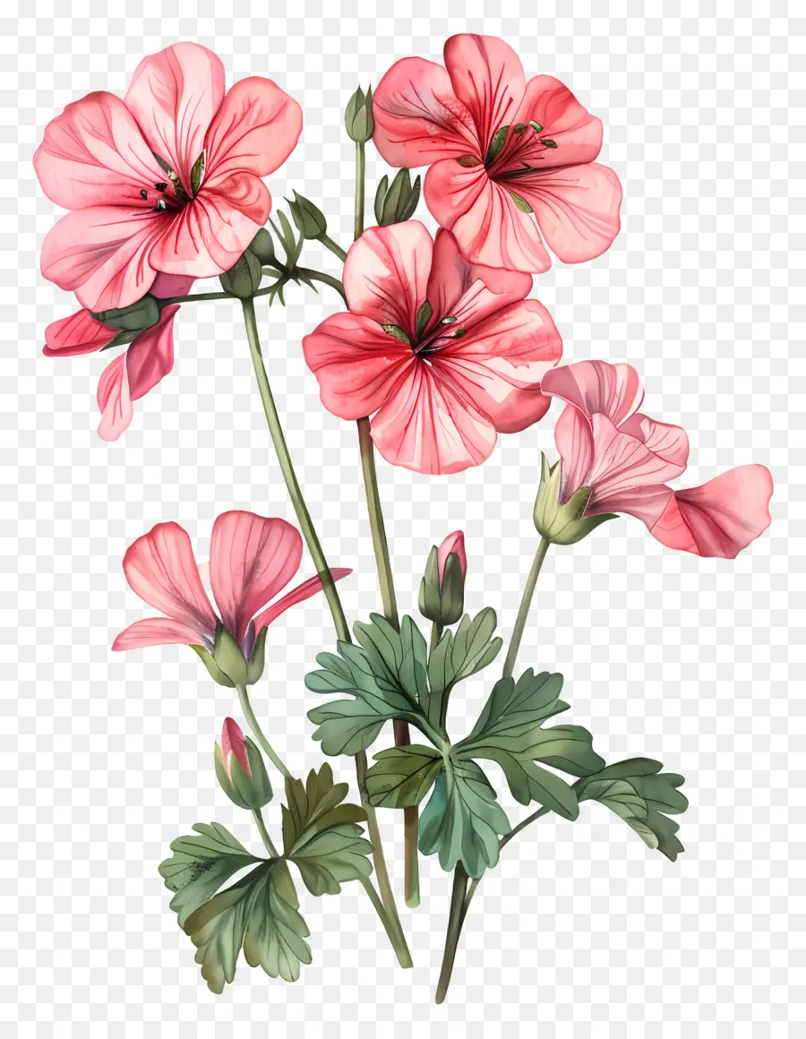 Bunga Antik，Geranium Merah Muda PNG