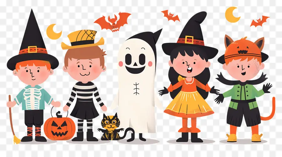 Anak Anak Halloween，Anak Anak Dengan Kostum Halloween PNG