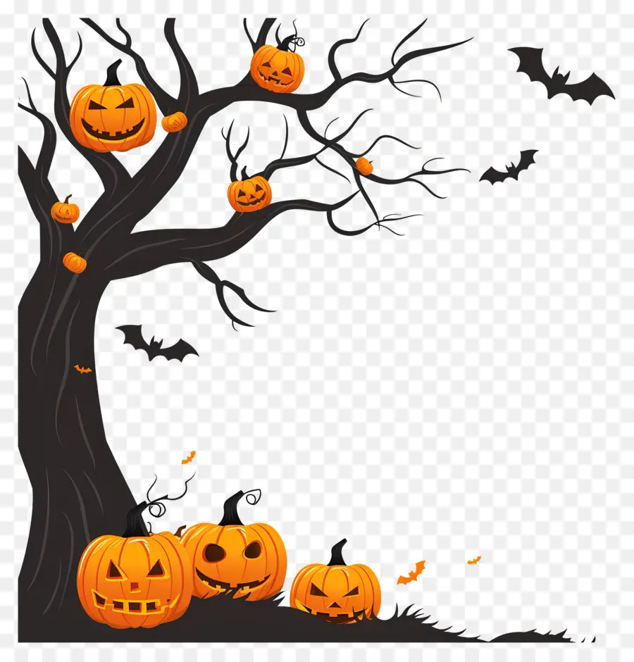 Pohon Halloween，Labu Halloween PNG