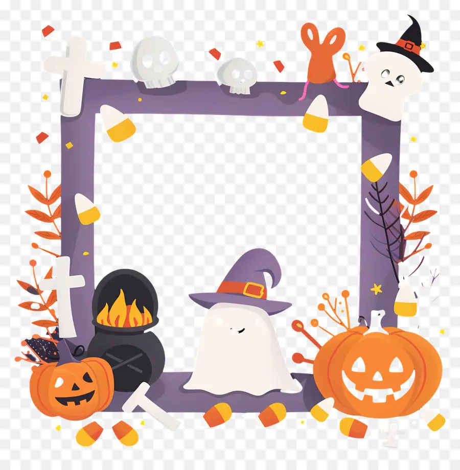 Bingkai Halloween，Bingkai Hantu Halloween PNG