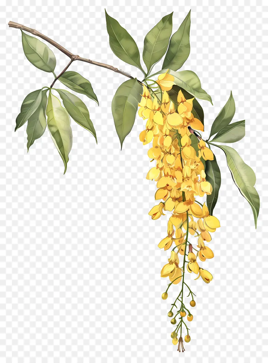 Bunga Laburnum，Bunga Kuning Dengan Daun Hijau PNG