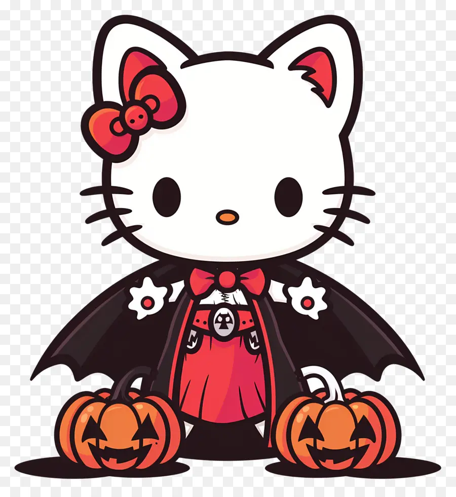 Halo Kitty Halloween，Kucing Dengan Sayap PNG