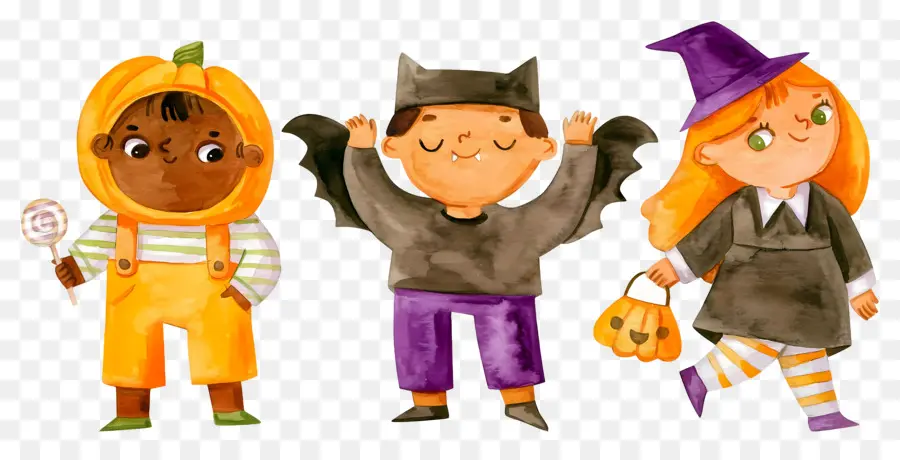 Anak Anak Halloween，Anak Anak Dengan Kostum Halloween PNG