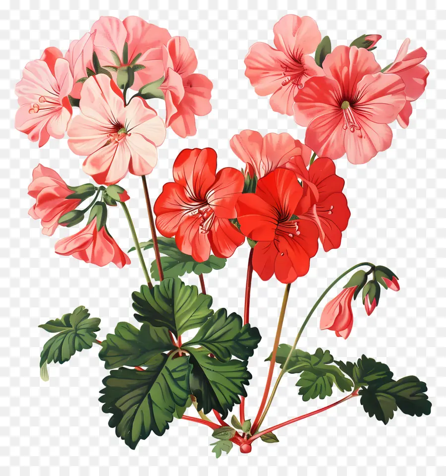 Bunga Antik，Geranium Merah Muda PNG