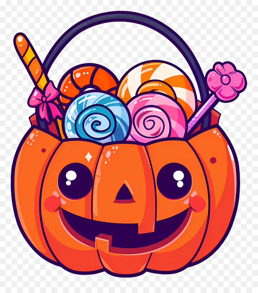 Ember Permen Halloween，Labu Dengan Permen PNG