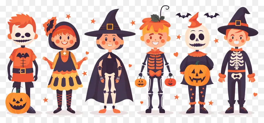 Anak Anak Halloween，Anak Anak Dengan Kostum Halloween PNG