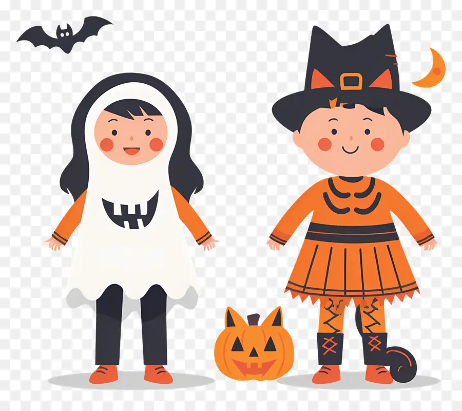 Anak Anak Halloween，Anak Anak Dengan Kostum Halloween PNG