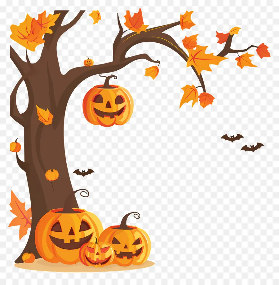 Pohon Halloween，Labu Halloween PNG