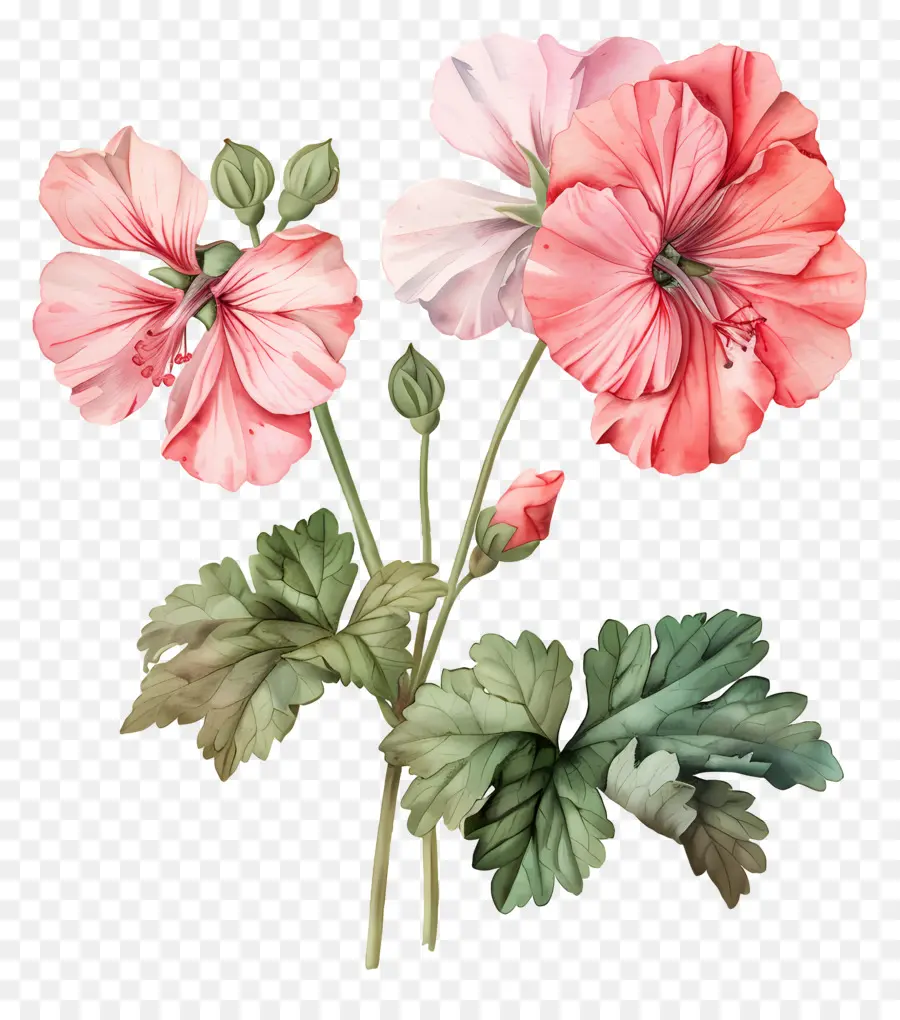 Bunga Antik，Geranium Merah Muda PNG