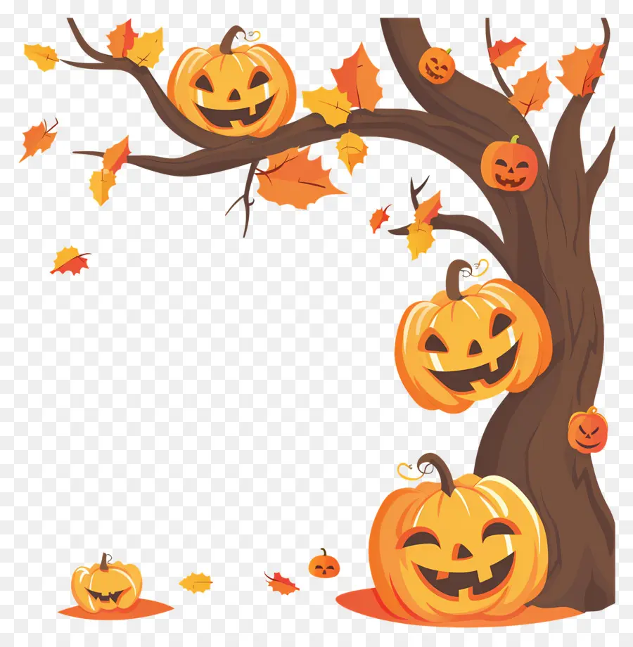 Pohon Halloween，Labu Halloween PNG