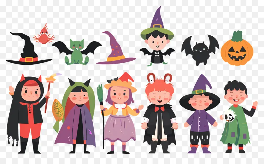 Anak Anak Halloween，Anak Anak Dengan Kostum Halloween PNG