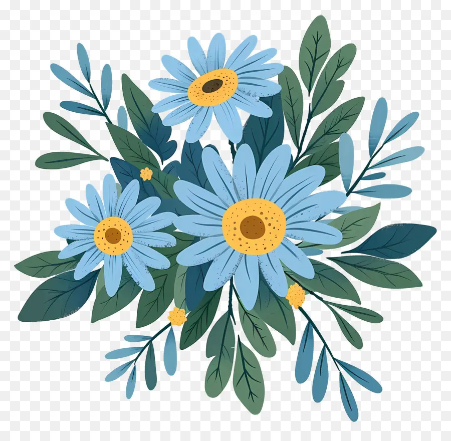 Bunga Daisy，Buket Bunga Biru PNG