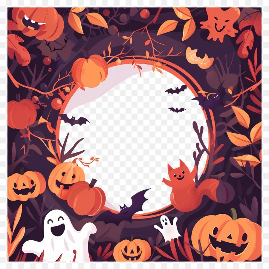 Bingkai Halloween，Bingkai Labu Halloween PNG