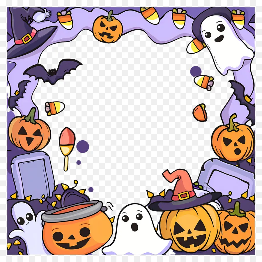 Bingkai Halloween，Bingkai Hantu Halloween PNG