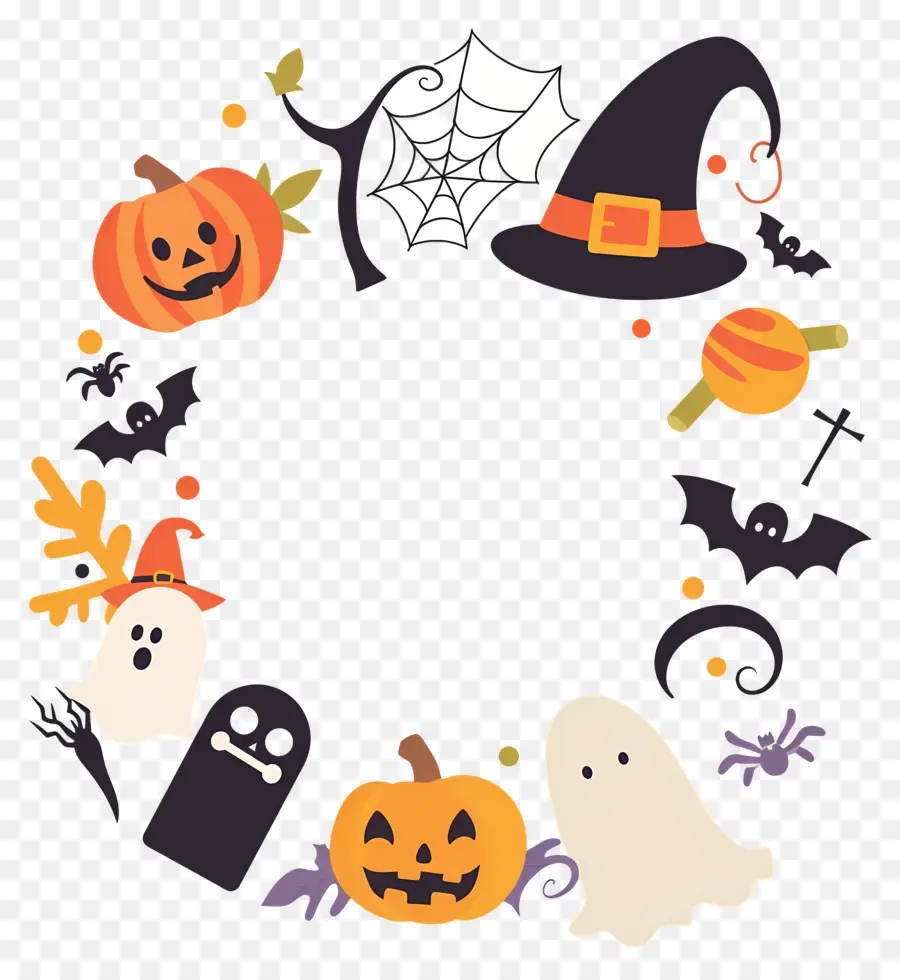 Bingkai Halloween，Labu PNG