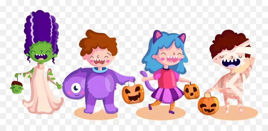 Anak Anak Halloween，Anak Anak Dengan Kostum Halloween PNG