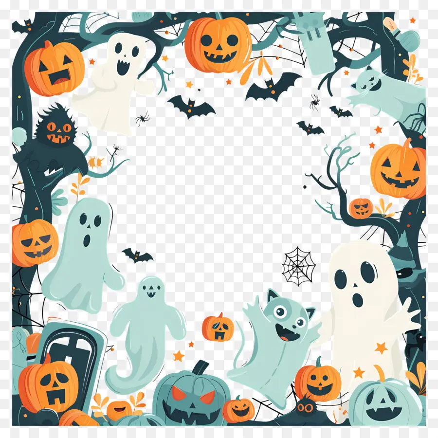 Bingkai Halloween，Bingkai Labu Halloween PNG