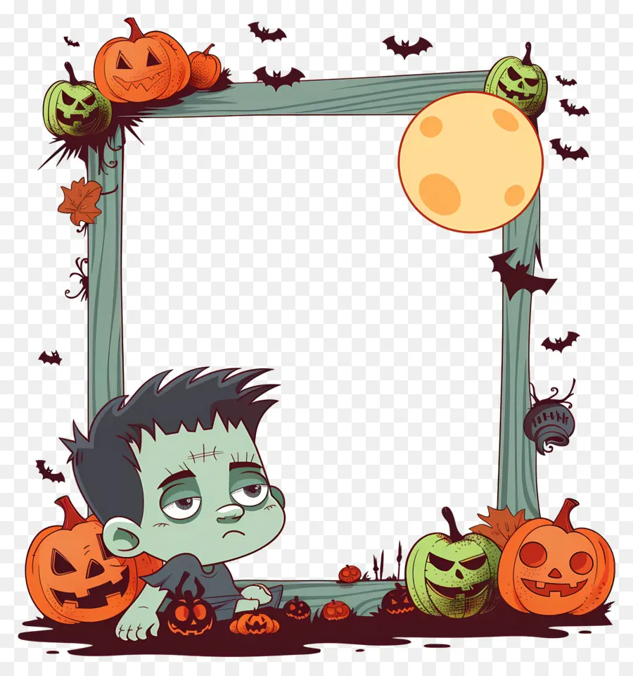 Bingkai Halloween，Monster Hijau PNG