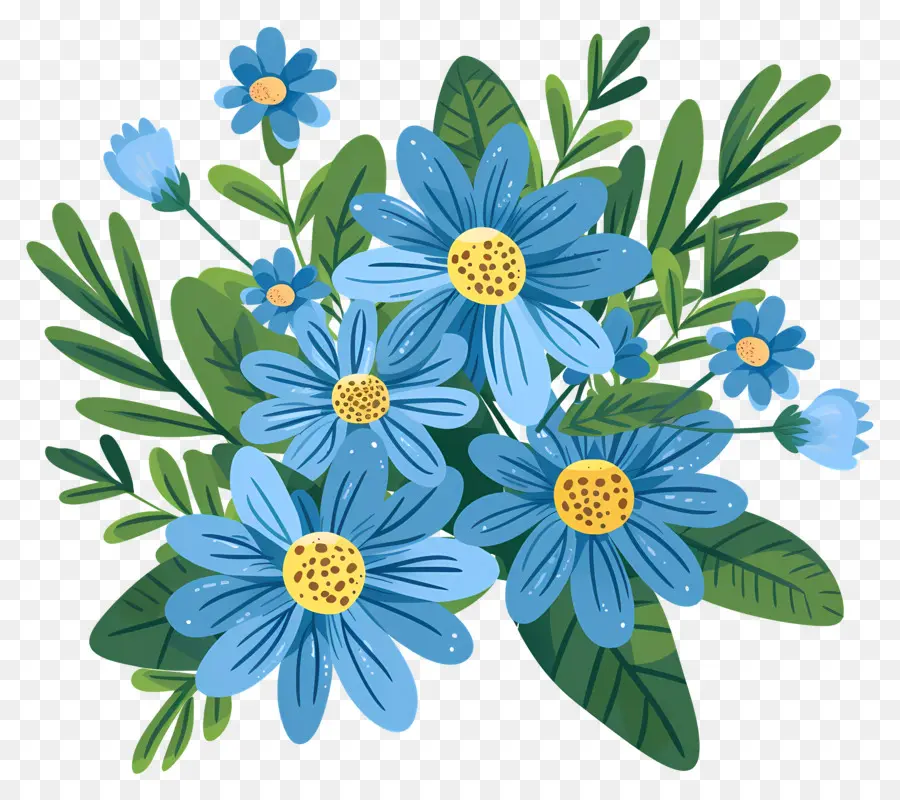 Bunga Daisy，Buket Bunga Biru PNG