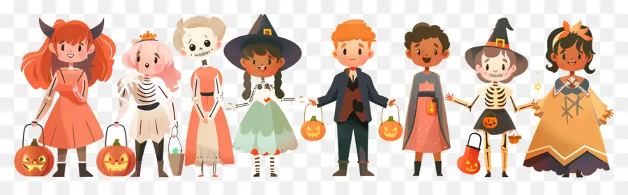 Anak Anak Halloween，Anak Anak Dengan Kostum Halloween PNG