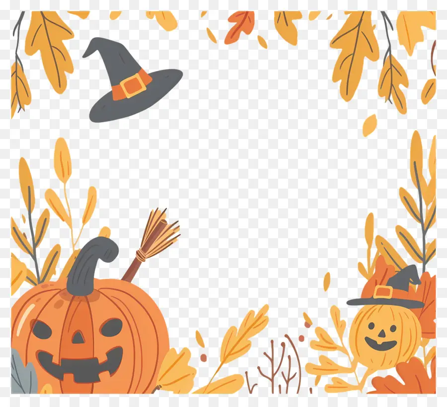 Bingkai Halloween，Labu Kuning PNG