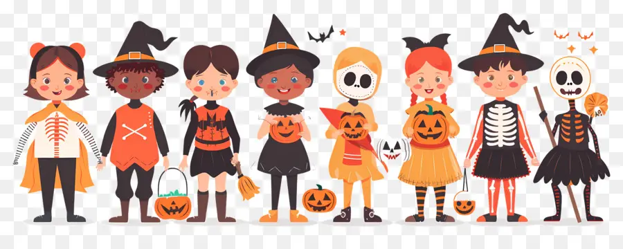 Anak Anak Halloween，Anak Anak Dengan Kostum Halloween PNG