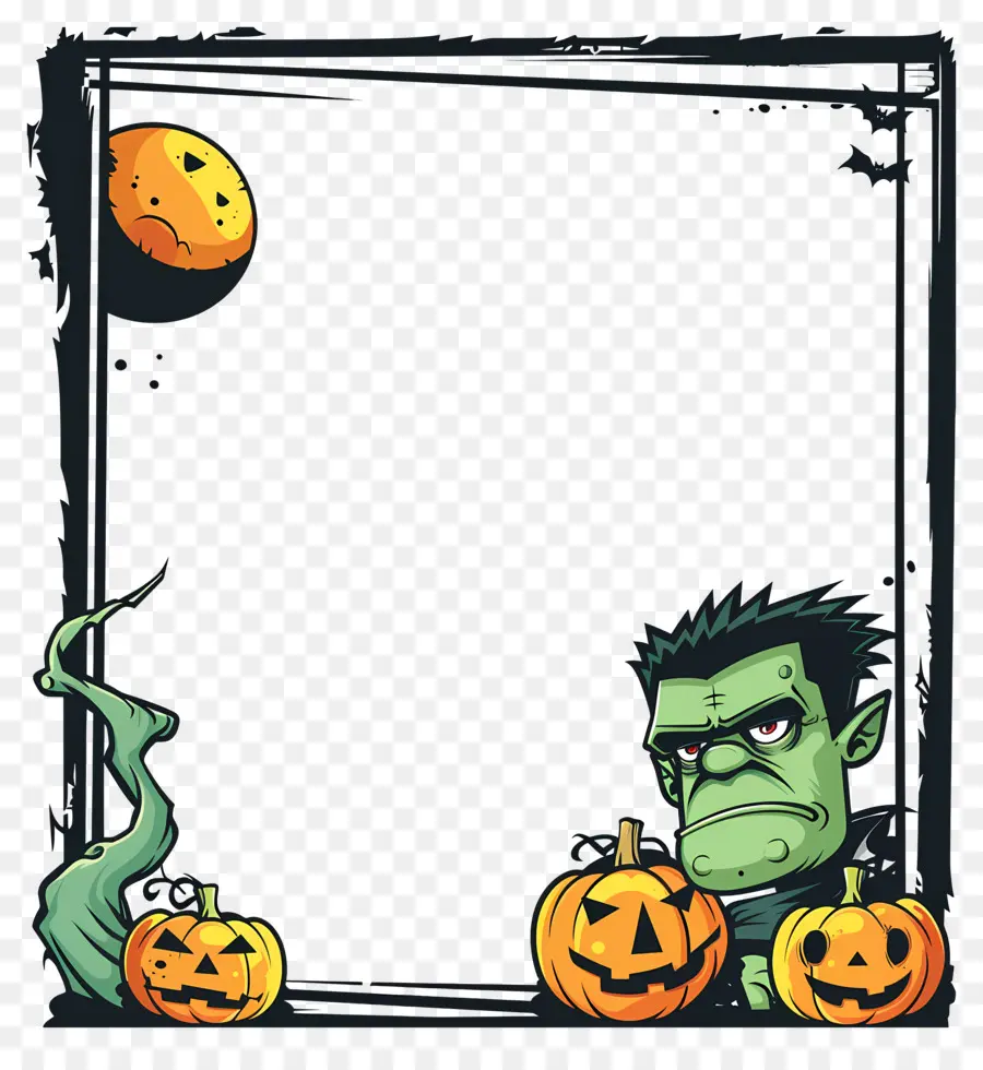 Bingkai Halloween，Monster Hijau PNG