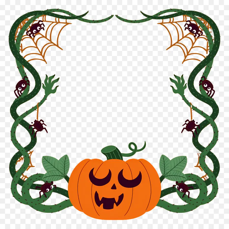 Bingkai Halloween，Bingkai Labu Halloween PNG