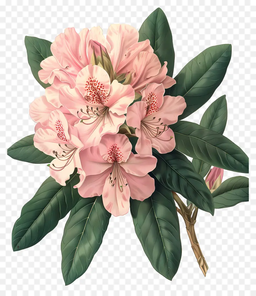 Bunga Antik，Rhododendron Merah Muda PNG