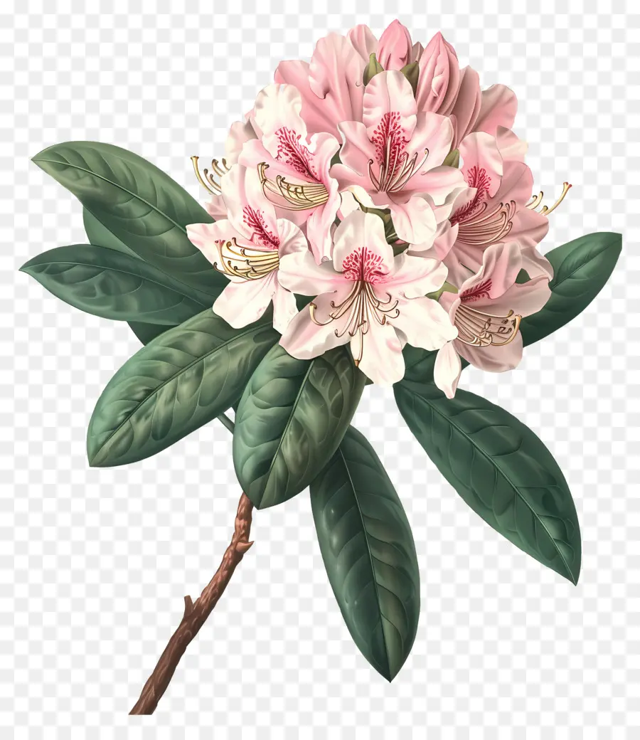 Bunga Antik，Rhododendron Merah Muda PNG