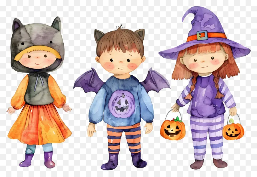 Anak Anak Halloween，Anak Anak Dengan Kostum Halloween PNG