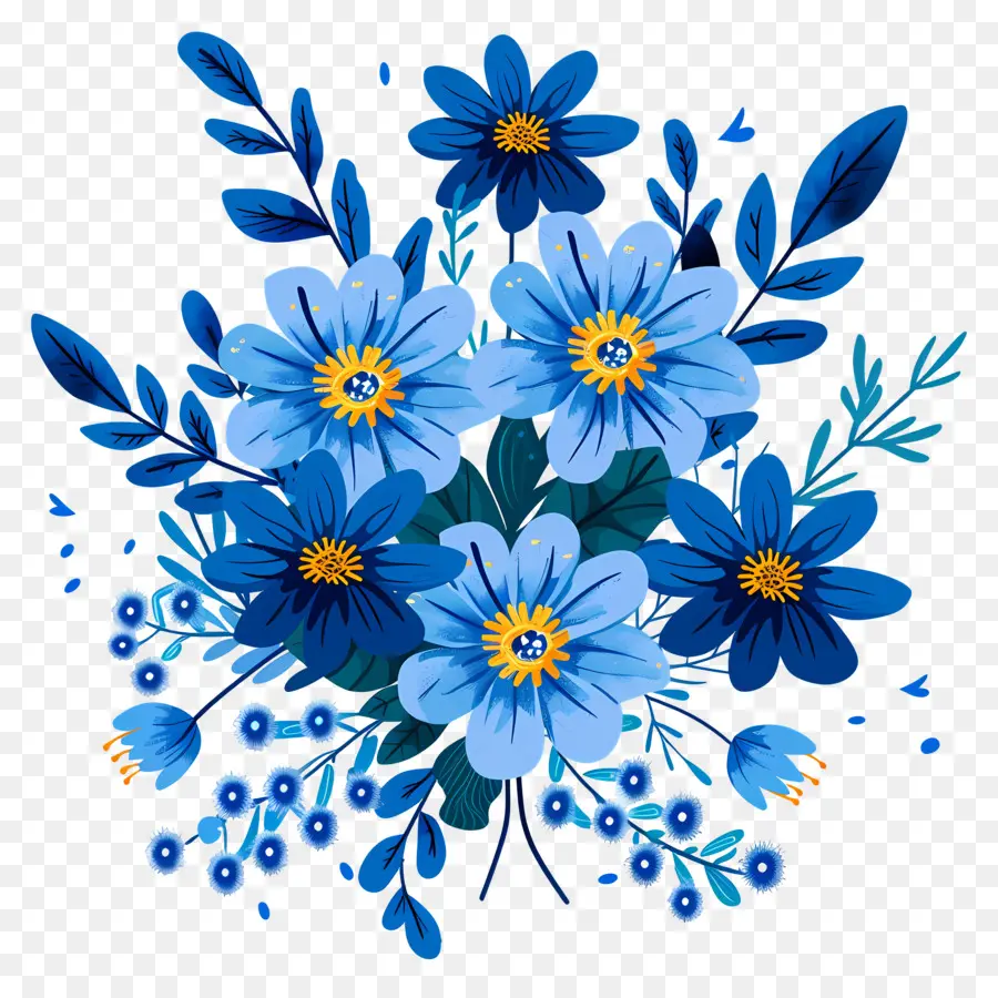 Bunga Daisy，Buket Bunga Biru PNG