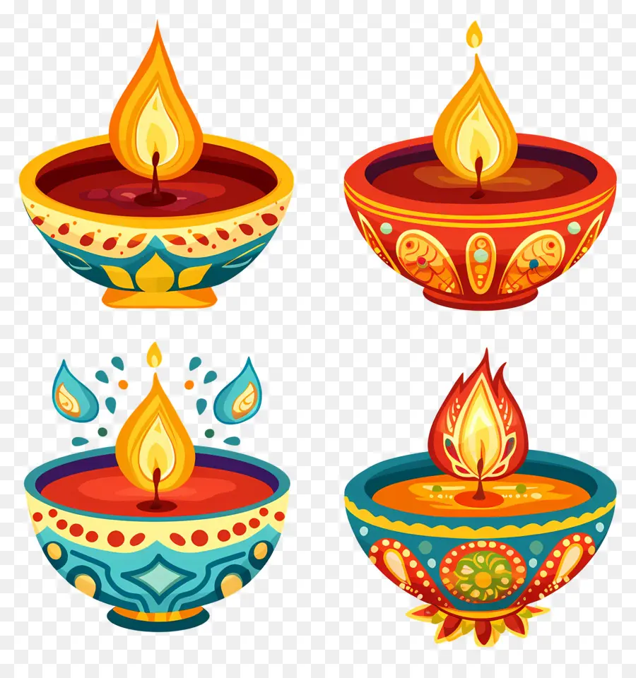 Lilin Diwali，Diya Dekoratif PNG