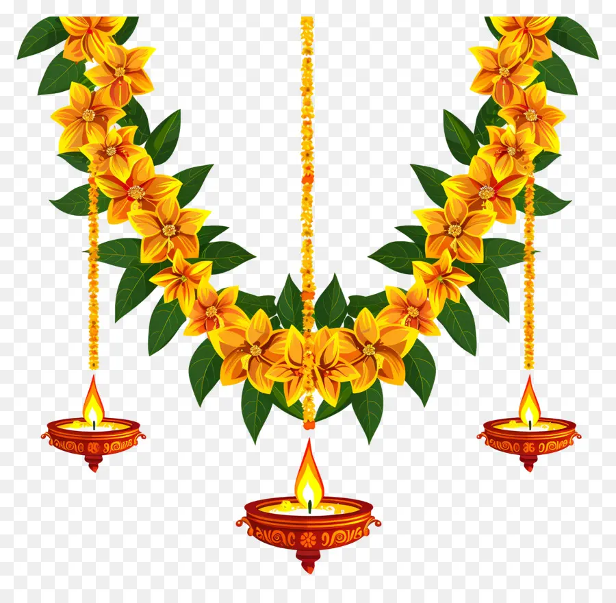 Karangan Bunga Marigold Diwali，Karangan Bunga PNG