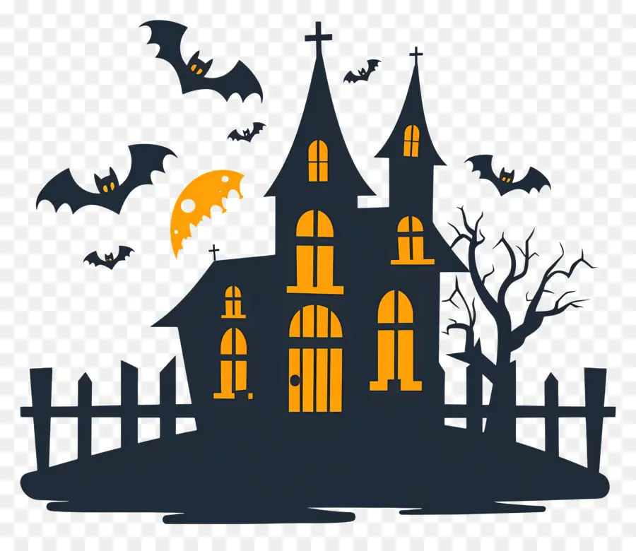 Kota Halloween，Rumah Siluet PNG