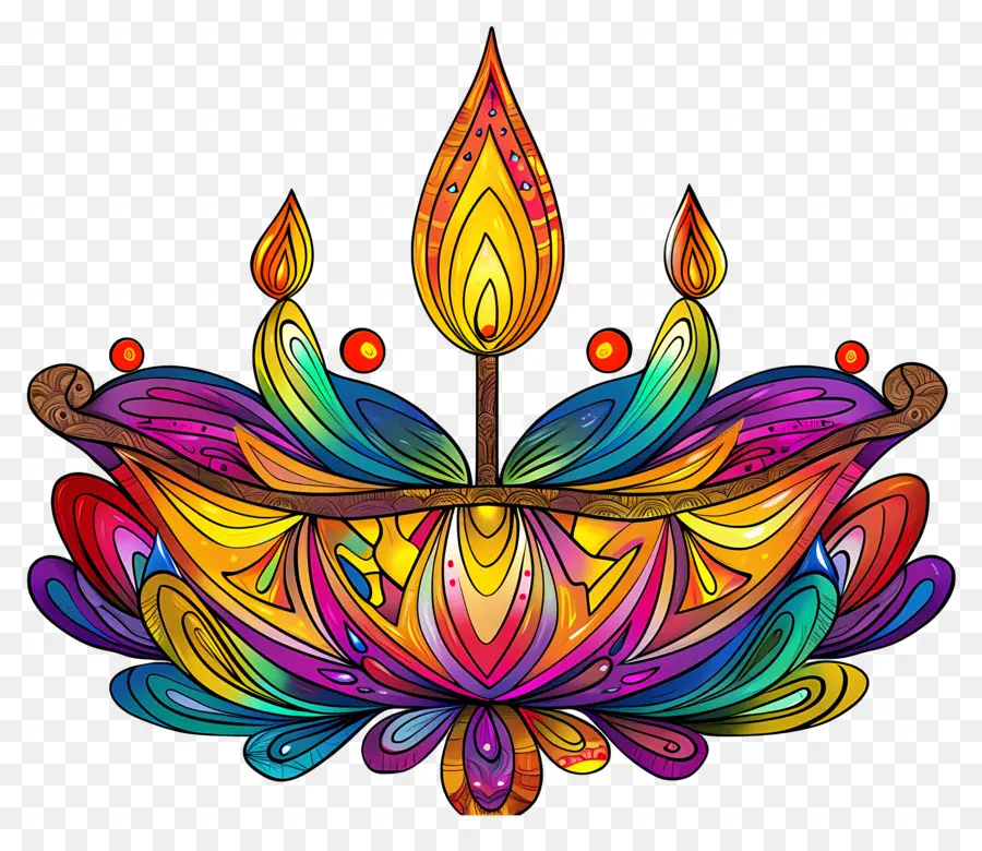 Diwali Diya，Diya Yang Penuh Warna PNG