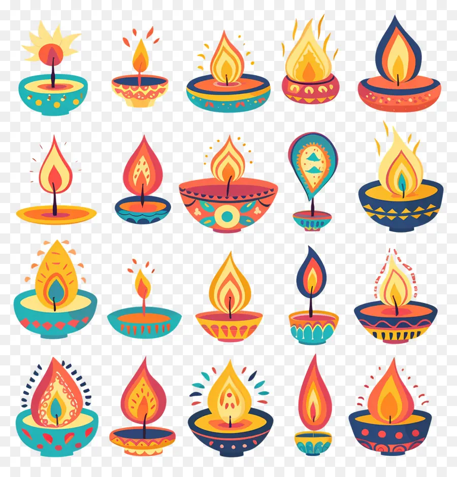 Lilin Diwali，Diya Dekoratif PNG