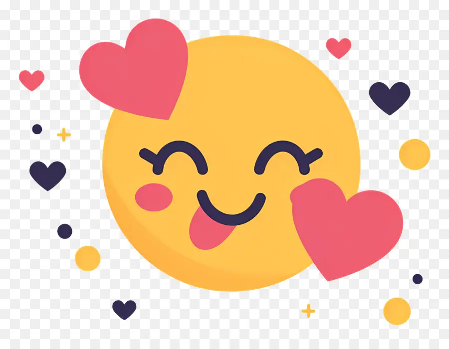 Cium Smiley，Emoji Bahagia Dengan Hati PNG