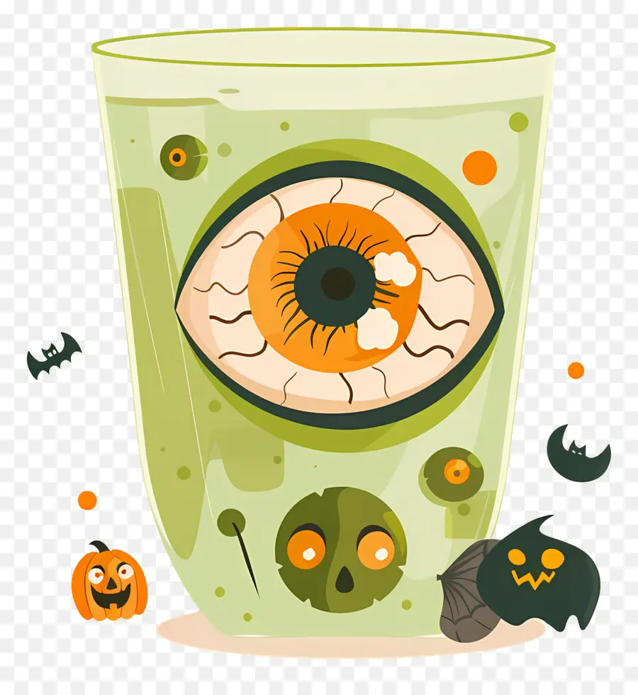 Minuman Halloween，Minuman Hijau Dengan Mata PNG