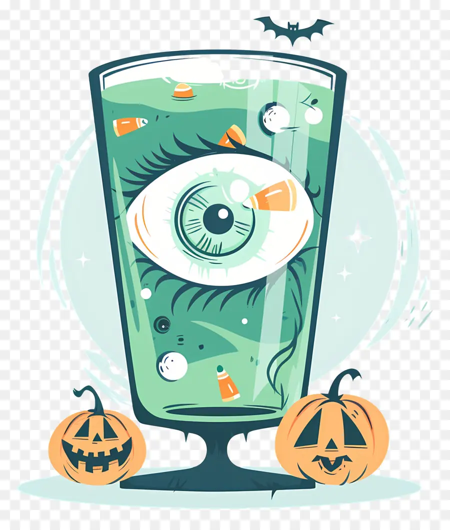 Minuman Halloween，Bola Mata Dalam Minuman Hijau PNG